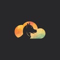 Abstract cloud with dog vector logo design.