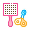 Pet Comb and Scissors Icon Vector Outline Illustration Royalty Free Stock Photo