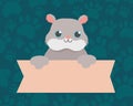 pet cute hamster with banner, animal cartoon domestic