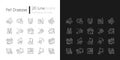Pet disease linear icons set for dark and light mode