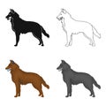 A pet, a dog with a ball in his teeth, a German shepherd. Pet ,dog care single icon in cartoon style vector symbol stock