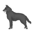 A pet, a dog with a ball in his teeth, a German shepherd. Pet ,dog care single icon in monochromt style vector symbol