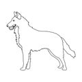 A pet, a dog with a ball in his teeth, a German shepherd. Pet ,dog care single icon in outline style vector symbol stock