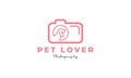 Pet or dog or cat camera lens photography logo design icon vector Royalty Free Stock Photo