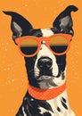 Pet dog design cute glasses funny drawing animal puppy fashion Royalty Free Stock Photo