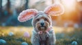 Pet dog dressed in a cute Easter bunny outfit Royalty Free Stock Photo