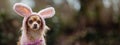 Pet dog dressed in a cute Easter bunny outfit Royalty Free Stock Photo