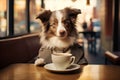 pet dog drink morning coffee cup