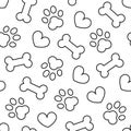 Pet dog footprints heart and bone