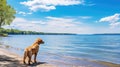 pet dog lake michigan Royalty Free Stock Photo