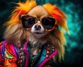 pet dog model with colorful makeup is fun.