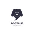 Pet dog talk whisperer logo, dog trainer logo in bubble chat speak speech  shape icon illustration Royalty Free Stock Photo