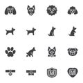 Pet dog training vector icons set