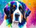 Pet, Dog, Watercolor Portrait, Bernese Mountain Dog, dog\'s eyes, Art, AI Generated