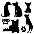 Pet dogs, black silhouette - vector collection Royalty Free Stock Photo