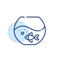 Pet fish in a tank. Pixel perfect, editable stroke icon