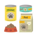 Pet food set vector flat illustration isolated