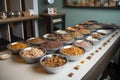 pet food and treat buffet, with variety of options for different types of diets