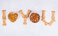 Pet food and treats. Bone pet treat. Love for pets