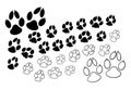 Pet footprint. Step shape. Doodle hand drawn vector sole silhouette.