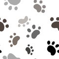 Pet footprints black and white seamless