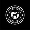 Pet friendly area sign isolated on dark background