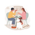 Pet-friendly cafe isolated cartoon vector illustrations.