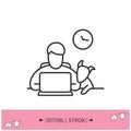 Pet friendly office line icon. Editable