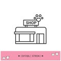 Pet friendly shop line icon. Editable illustration