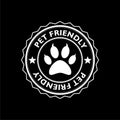 Pet friendly zone sign icon isolated on dark background