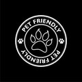 Pet friendly zone sign icon isolated on dark background