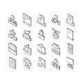 Pet Funeral Cemetery Collection isometric icons set vector Royalty Free Stock Photo