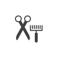 Pet grooming brush and scissors icon vector Royalty Free Stock Photo