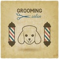 Pet grooming salon design vintage background