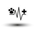 Pet health care symbol. Veterinary heartbeat line. Animal medical concept. Vector illustration. EPS 10. Royalty Free Stock Photo