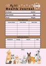 Pet health journal planner digital planning insert sheet printable page template