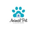 Pet Home Logo dog cat design vector template. Animals Veterinary clinic Logotype concept outline icon Royalty Free Stock Photo