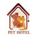 Pet hotel colored logo design.Pet house building or temporary home for cats and dogs Royalty Free Stock Photo