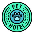 Pet hotel emblem icon, outline style