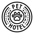 Pet hotel emblem icon, outline style