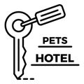 Pet hotel key room logo, outline style Royalty Free Stock Photo