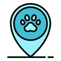 Pet hotel location icon, outline style