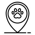 Pet hotel location icon, outline style