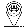 Pet hotel map pin icon, outline style