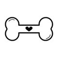 Pet hotel simple logo concept. Bone and heart shape icon