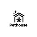 Pet house logo concept design, dog cat paw house petcare home logo vector icon in trendy minimal line art style illustration Royalty Free Stock Photo
