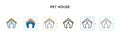 Pet house vector icon in 6 different modern styles. Black, two colored pet house icons designed in filled, outline, line and Royalty Free Stock Photo
