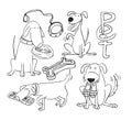 Pet icons doodle set, vector illustration. Royalty Free Stock Photo