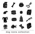 Pet icons doodle set, vector illustration. black. Royalty Free Stock Photo