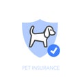 Pet insurance symbol with a protective shield and a pet